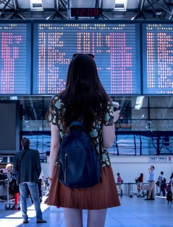 airport, woman, flight